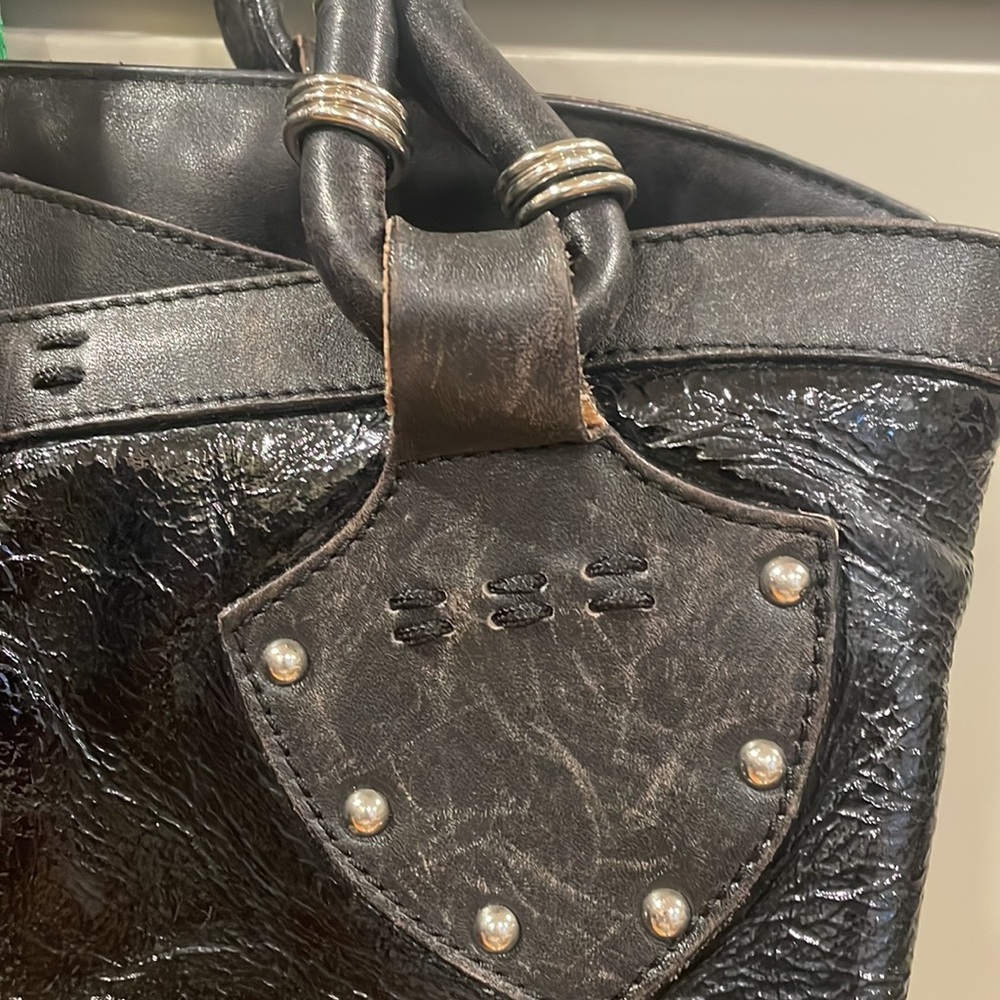 Donald J Pliner Patent Black Leather Handbag - Picture 7 of 15
